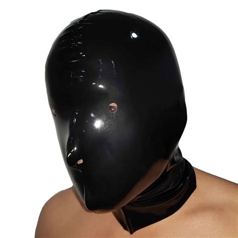 brand  black latex rubber gummi hood mask  size ebay