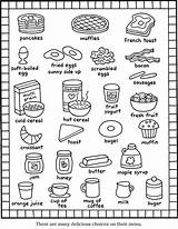 Coloring Food Pages Kids Breakfast Menu Color Printable Books Items Rocks English Sheet Cute Kitchen Recipes Dover Cat Da Pizza sketch template