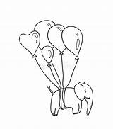 Balloons Elefante Palloni Linee sketch template