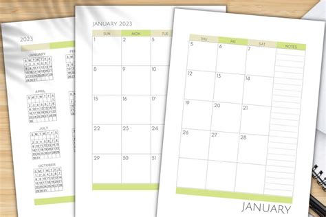 monthly calendar planner  sunday