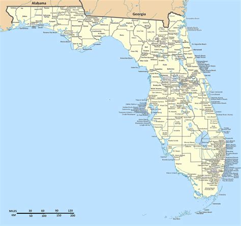 detailed florida state map  cities florida state usa maps