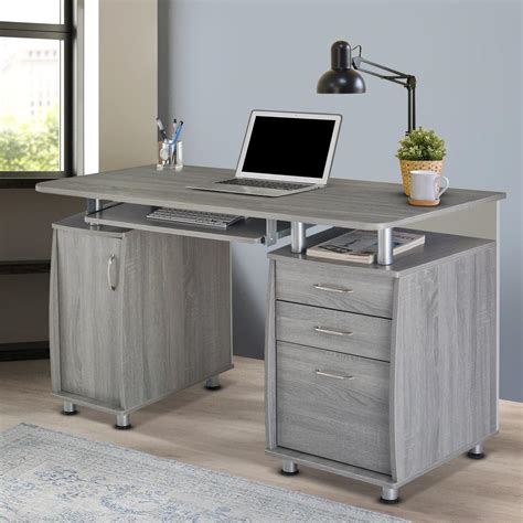 complete workstation computer desk  storage color grey