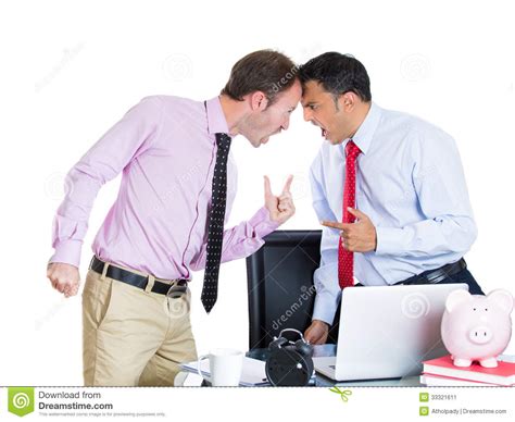 businessman boss having an argument with his employee stock image
