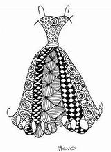 Zentangle Dress Coloring Doodle Patterns Pages Zentangles Doodles Easy Zen Drawings Fashion Drawing Tangle Honor Mcneill Suzanne Draw Adults Pattern sketch template