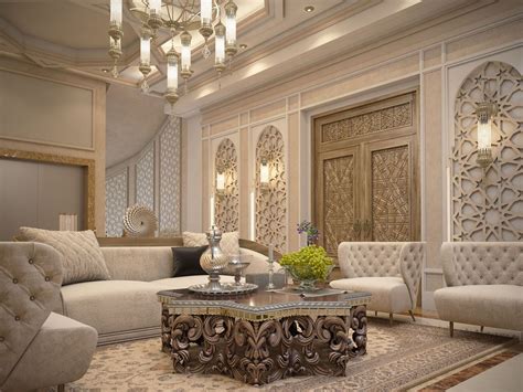islamic interior villa qatar  behance luxury living room design