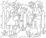 Garden Working Children Spring Drawing Coloring Illustration Vector Cartoon Any Stock Scale Depositphotos sketch template