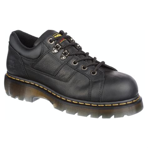 mens dr martens gunby industrial grizzly steel toe work shoes black
