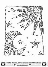 Coloring Moon Pages Sun Stars Printable Cool Drawing Star Doodle Adult Color Kids Mandala Sheet Adults Outline Coloriage Phases Goodnight sketch template