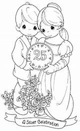 Precious Moments Wedding Coloring Anniversary Pages 25th Colorear Celebrating Printable Para Silver Printables Ohmyfiesta Dibujos Happy Celebration Couple Stamps Emb sketch template