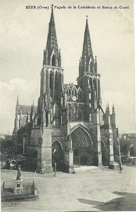 sees facade de la cathedrale carte postale ancienne  vue dhier  aujourdhui geneanet