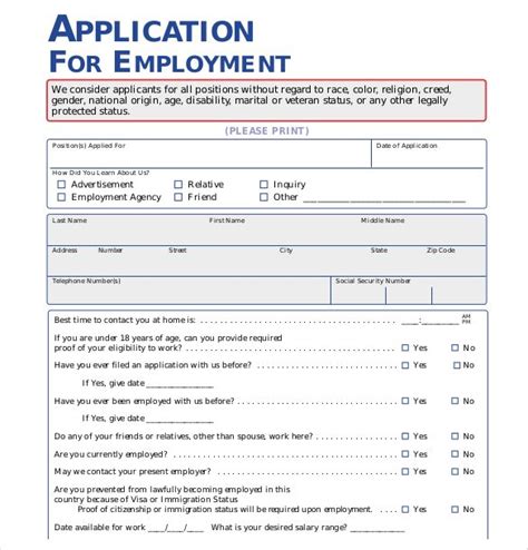 21 Employment Application Templates Pdf Doc Job Application