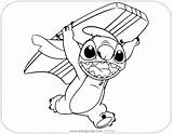 Stitch Coloring Surfboard Pages Lilo Pdf Disneyclips Running Link sketch template