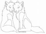 Wolf Couple Lineart Deviantart Foxxes Boxes sketch template
