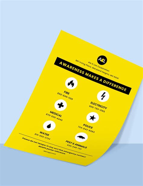 emergency contact details poster template  psd word illustrator indesign pages