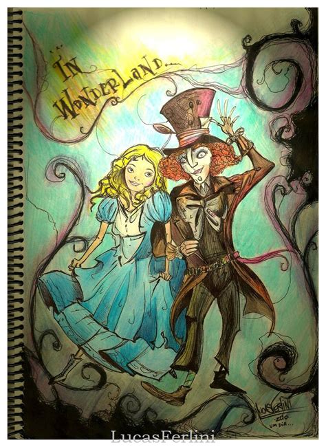 drawing   people dressed  alice   mad hatter