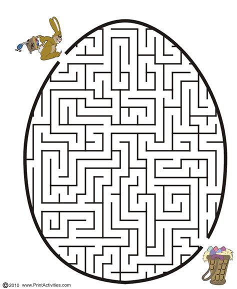 printable easter maze egg shape