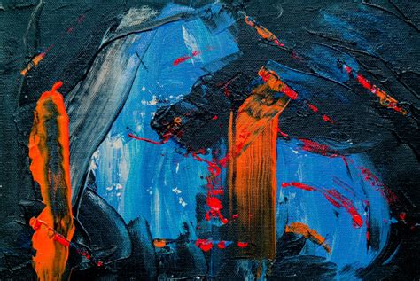 gambar biru air merah refleksi lukisan cat akrilik garis seni