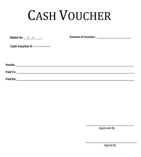 cash voucher template money management advice templates save