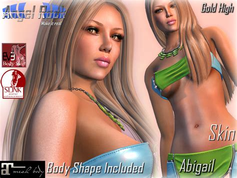 Second Life Marketplace Angel Rock Skin Abigail Gold High