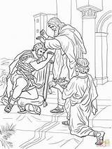 Solomon Crowned Saul Supercoloring Mephibosheth Hezekiah Praying Spares Davide Roi Biblia Dominical Getcolorings sketch template