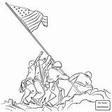 Flag Coloring Iwo Jima Raising Soldier Pages Soldiers American Drawing Clipart Putting M16 Printable Line Elisha Elijah Color England Veteran sketch template