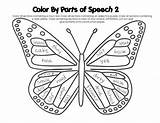 Coloring Butterfly Color Parts Speech Grade 5th Pages Sheet Math Noun Verb Multiplication English Worksheets Colouring Adjectives Activity Printable Grammar sketch template