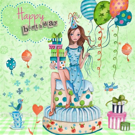 happy birthday girl cake verjaardagskaarten kaartjego