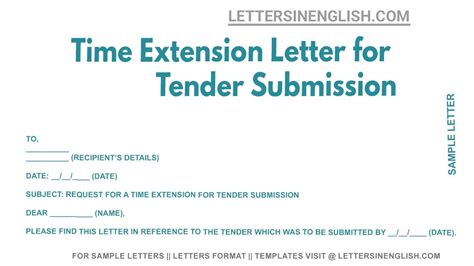 time extension letter  tender submission sample letter  time