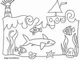 Pesci Disegni Bambini Paesaggio Sottomarino Squalo Barca Disegnare Paesaggi Mammafelice Colora sketch template