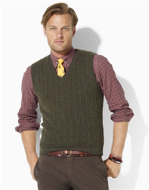 Lyst Polo Ralph Lauren Merino Wool Cable Knit V Neck Sweater Vest In