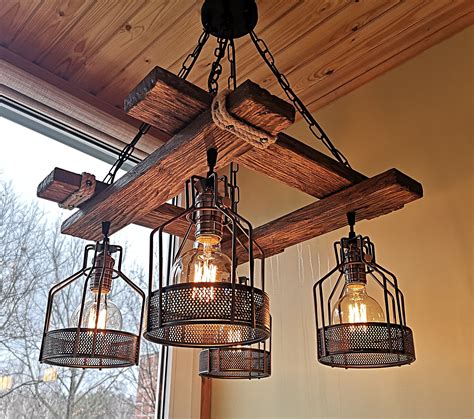 rustic light fixture hanging light rustic lighting industrial pendant light wood chandel
