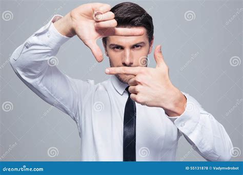 businessman making frame gesture stock photo image  hand shirt