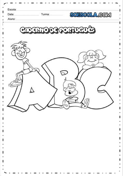 capas de caderno de portugues  imprimir folha   escola