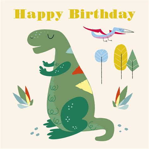 green dinosaur birthday card rex london dotcomgiftshop