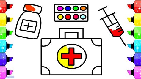 coloring pages  kids   draw toy medical doctor kit