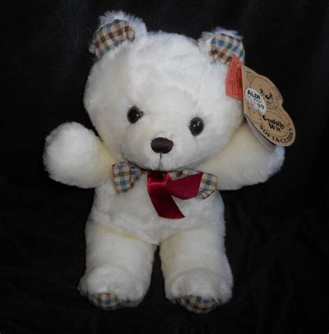 vintage cuddle wit baby white aldi teddy bear stuffed animal plush toy plaid tag ebay