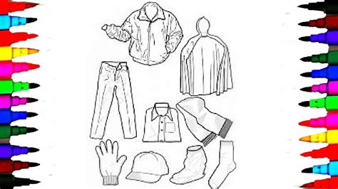 coloring pages boys clothes jackets  hat coloring book