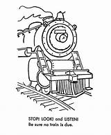 Coloring Pages Railroad Train Safety Trains Steam Engine Stop Listen Look Sheets Popular Coloringhome Comments sketch template