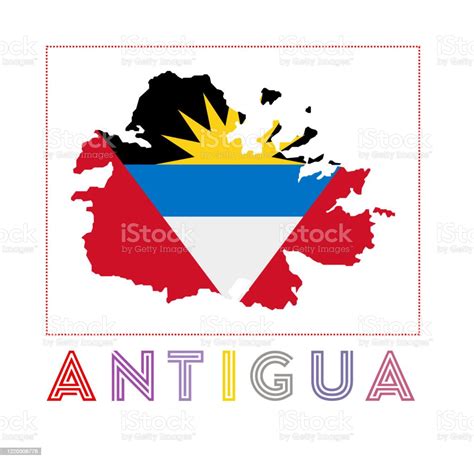 logo antigua peta antigua  nama pulau  bendera ilustrasi stok