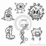Virus Doodle Drawings Germs Bacteria Diseases Fungi Character Cartoon Vector sketch template