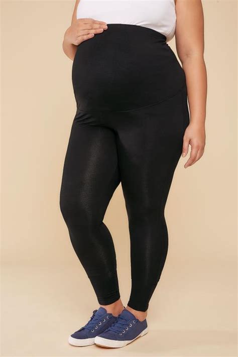 Bump It Up Maternity Black Viscose Elastane Leggings With Comfort Panel