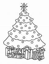 Christmas Tree Coloring Outline Pages Presents Trees Gifts Chrismas Drawing Blank Color Sheets Printable Pdf Children Kids Artificial Template Getdrawings sketch template