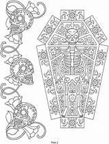 Muertos Coffin Mandalas Calaveras Coloriage Sheets Mandala Catrinas Samhain Terapia Detailed Calavera Skulls Adulte sketch template
