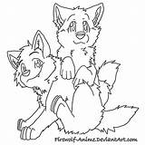 Wolf Coloring Pages Anime Pups Cute Wolves Two Baby Lineart Drawing Pack Firewolf Print Pup Tumblr Drawings Printable Deviantart Fighting sketch template