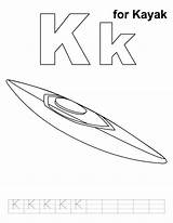 Kayak Coloring Handwriting Practice Pages Kids sketch template