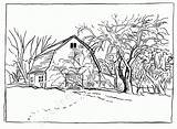 Coloring Pages Barn Farm Printable Colouring sketch template