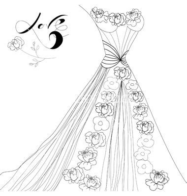 wedding dress vector image  vectorstock wedding coloring pages