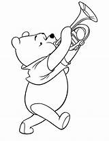 Coloring Pages Trumpet Instrument Disney Music Winnie Pooh Cartoon Kids Playing Books Snowman Build Want Bear Printable Princess Snoopy Trumpets sketch template
