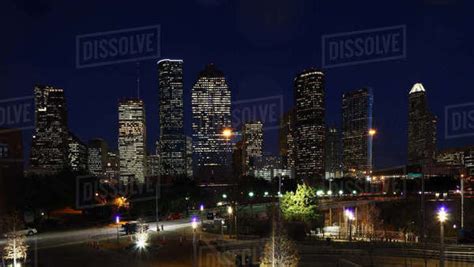 houston texas city center  night stock photo dissolve
