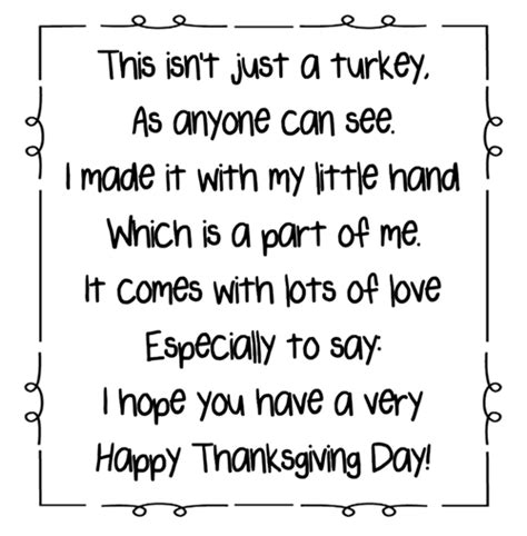 printable turkey handprint poem printable